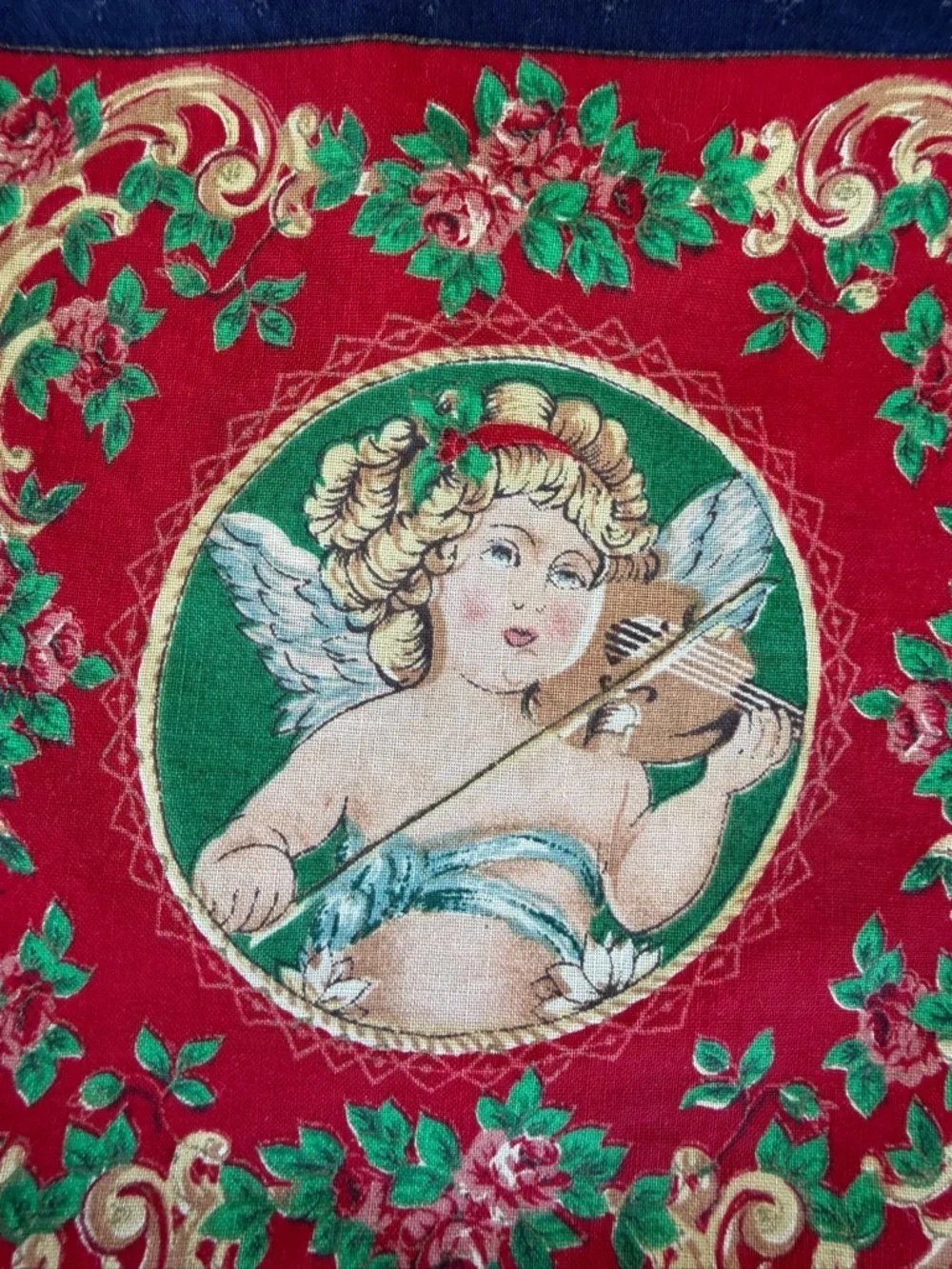 VTG Concord Christmas Musical Angels Handmade Pillow Cover Festive Holiday 14x15